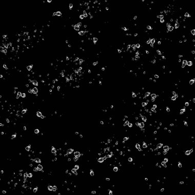Siyah arka plan üzerine beyaz su kabarcıkları izole. Su damla yağmur. Sualtı oksijen.
