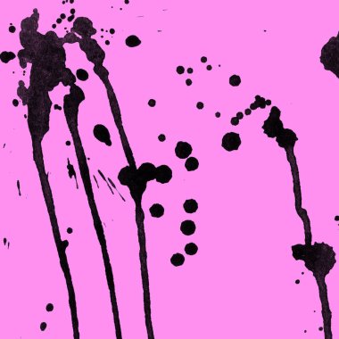 Soyut siyah boya doku pembe bir arka plan üzerinde splatters