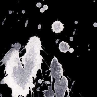 Soyut Beyaz boya doku siyah arka plan üzerine splatters