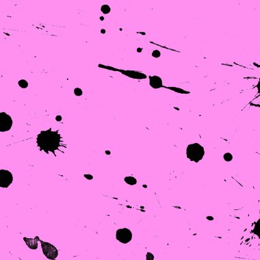 Soyut siyah boya doku pembe bir arka plan üzerinde splatters