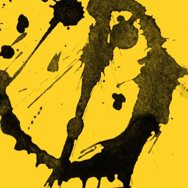 sarı arka plan doku soyut siyah boya splatters