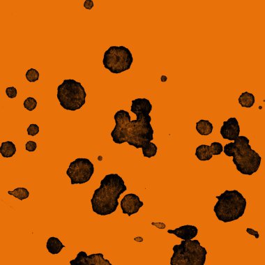 Soyut siyah boya doku turuncu zemin üzerine splatters