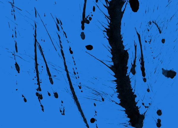 Abstract Black Paint Splatters Texture Blue Background — Stock Photo, Image