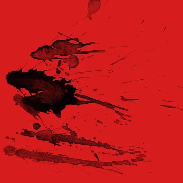 Abstrakcja Czarny Farba Splatters Tekstury Czerwonym Tle — Zdjęcie stockowe
