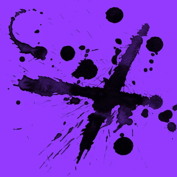 Abstract Black Paint Splatters Texture Purple Background — Stock Photo, Image