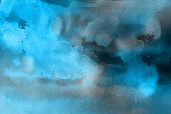 Синий Акварель Краски Бумажном Абстрактном Фоне — стоковое фото