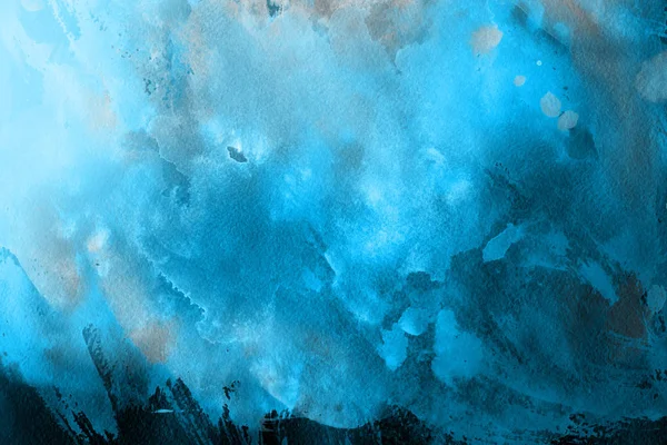 Tinta Aquarela Azul Sobre Papel Fundo Abstrato — Fotografia de Stock