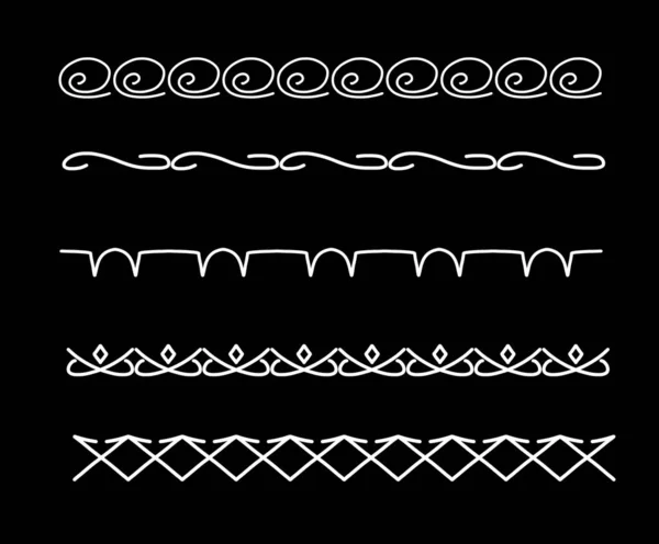 Linhas Borda Decorativas Brancas Fundo Escuro — Fotografia de Stock