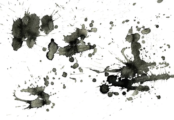 Beyaz Arka Plan Doku Soyut Siyah Boya Splatters — Stok fotoğraf