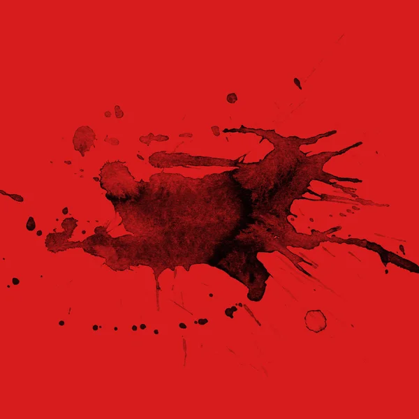 Abstrakcja Czarny Farba Splatters Tekstury Czerwonym Tle — Zdjęcie stockowe