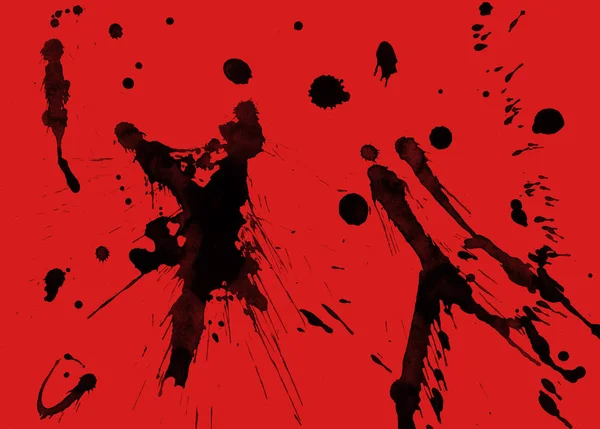 抽象的な黒塗装に赤の背景にテクスチャが飛び散っ — ストック写真