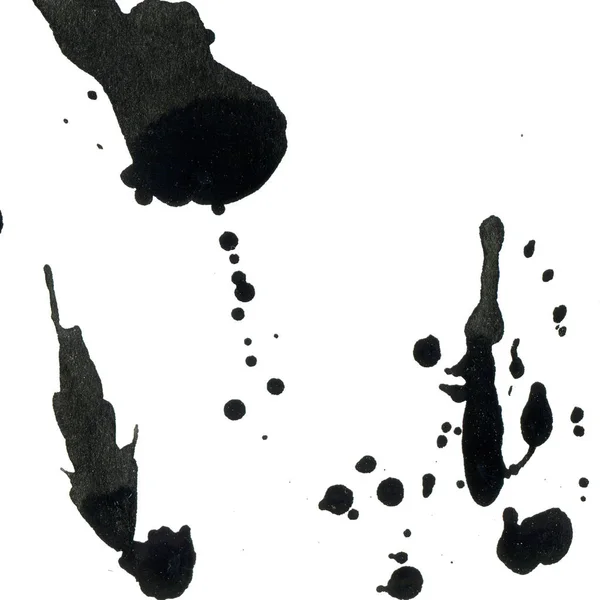 Абстрактная Черная Краска Брызгает Текстуру Белом Фоне — стоковое фото