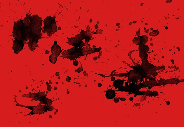 Kırmızı Arka Plan Doku Soyut Siyah Boya Splatters — Stok fotoğraf