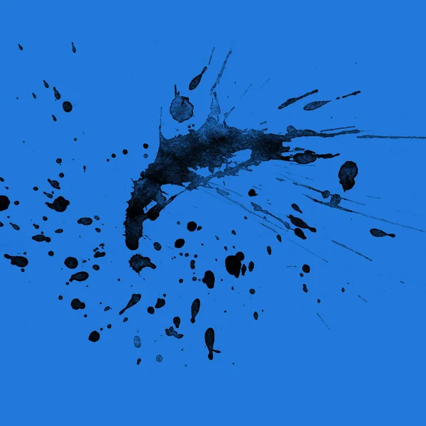 Abstract Black Paint Splatters Texture Blue Background — Stock Photo, Image