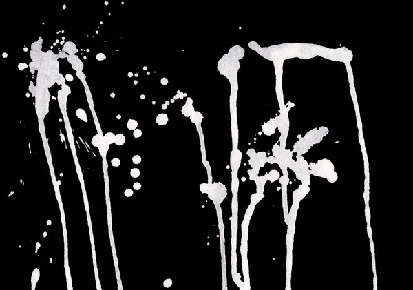 Abstract White Paint Splatters Texture Black Background — Stock Photo, Image