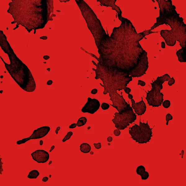 Abstrakt Svart Färg Splatters Textur Röd Bakgrund — Stockfoto