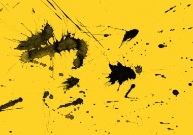 sarı arka plan doku soyut siyah boya splatters
