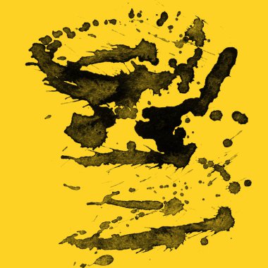 sarı arka plan doku soyut siyah boya splatters