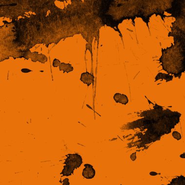 Soyut siyah boya doku turuncu zemin üzerine splatters