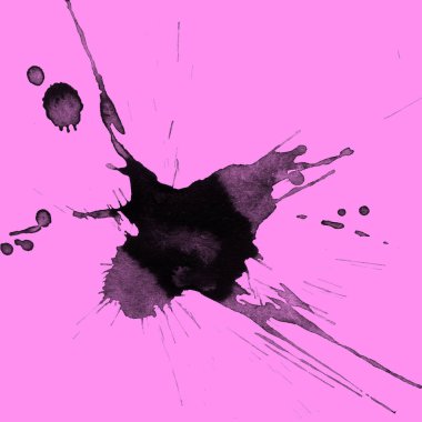 Soyut siyah boya doku pembe bir arka plan üzerinde splatters