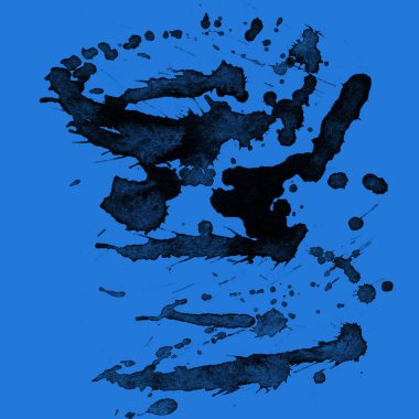mavi arka plan doku soyut siyah boya splatters