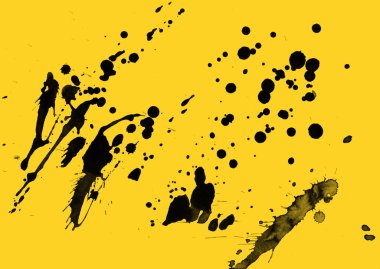 sarı arka plan doku soyut siyah boya splatters