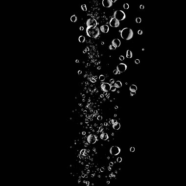 Siyah arka plan üzerine beyaz su kabarcıkları izole. Su damla yağmur. Sualtı oksijen.