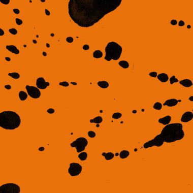 Soyut siyah boya doku turuncu zemin üzerine splatters