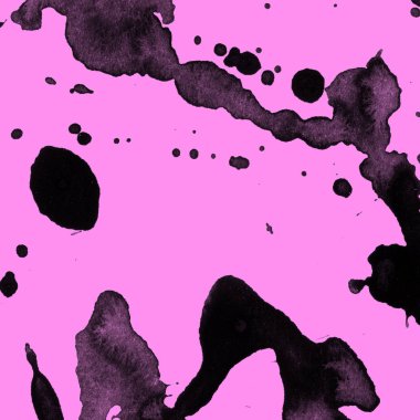 Soyut siyah boya doku pembe bir arka plan üzerinde splatters