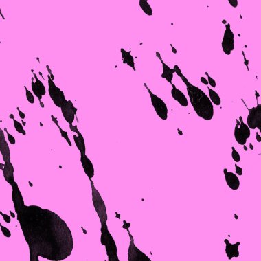 Soyut siyah boya doku pembe bir arka plan üzerinde splatters