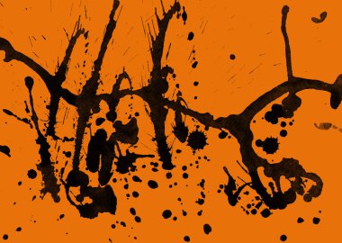 orangebackground doku soyut siyah boya splatters