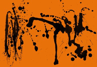 orangebackground doku soyut siyah boya splatters
