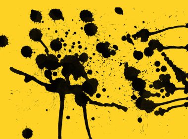 sarı arka plan doku soyut siyah boya splatters