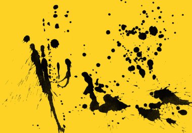 sarı arka plan doku soyut siyah boya splatters