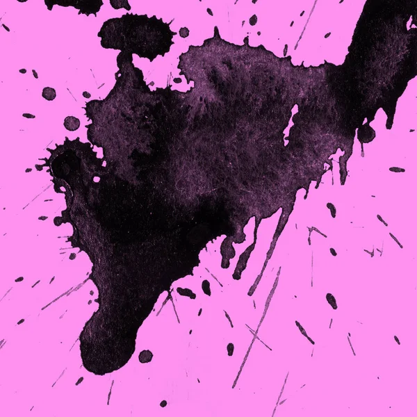 Abstract Black Paint Splatters Texture Pink Background — Stock Photo, Image