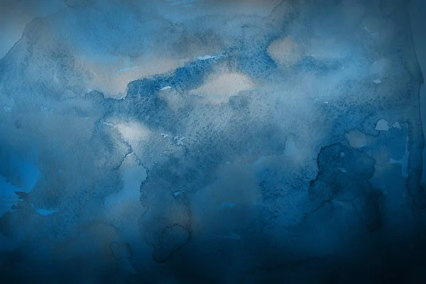 Acuarela Azul Pintura Sobre Fondo Abstracto Papel —  Fotos de Stock