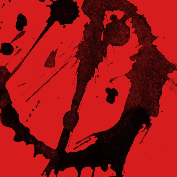 Abstract Black Paint Splatters Texture Red Background — Stock Photo, Image