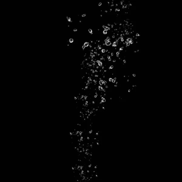 Isolated White Water Bubbles Black Background Rain Water Drops Underwater — Stock Photo, Image