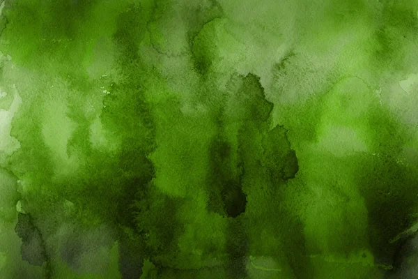 Zöld Akvarell Festék Papír Absztrakt Háttér — Stock Fotó
