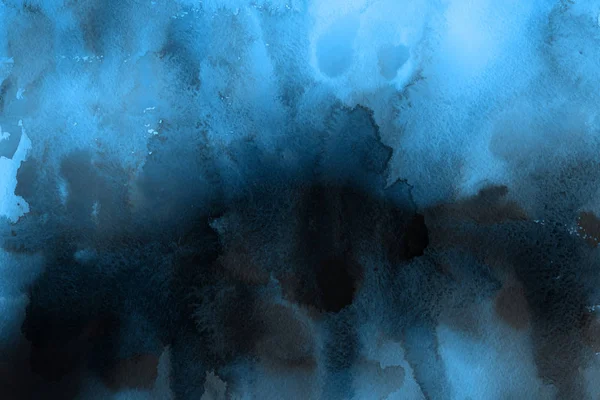 蓝色水彩画在纸抽象背景 — 图库照片