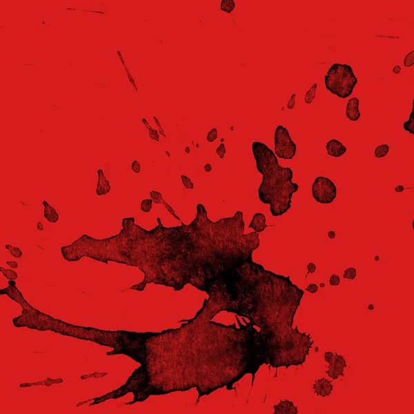 Abstrakte Schwarze Farbspritzer Textur Auf Rotem Hintergrund — Stockfoto