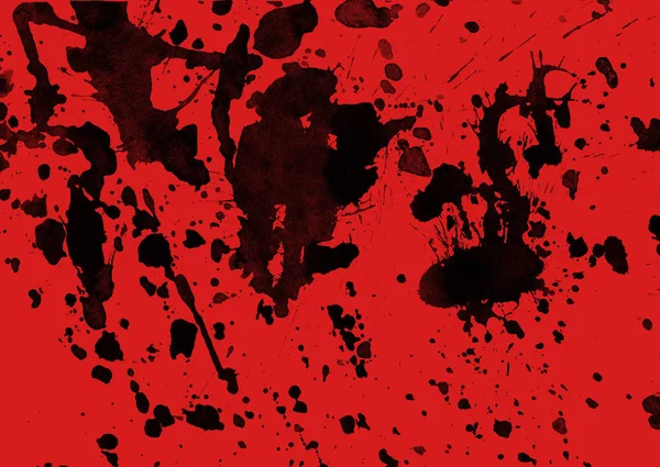 Abstract Black Paint Splatters Texture Red Background — Stock Photo, Image