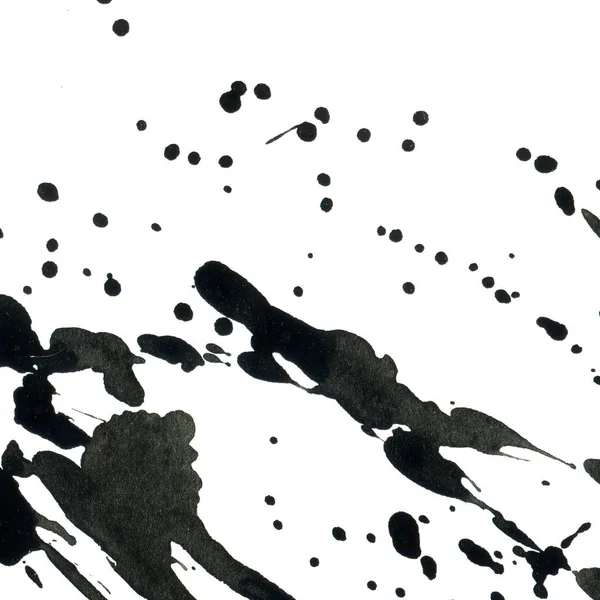 Abstracte Zwarte Verf Splatters Textuur Witte Achtergrond — Stockfoto