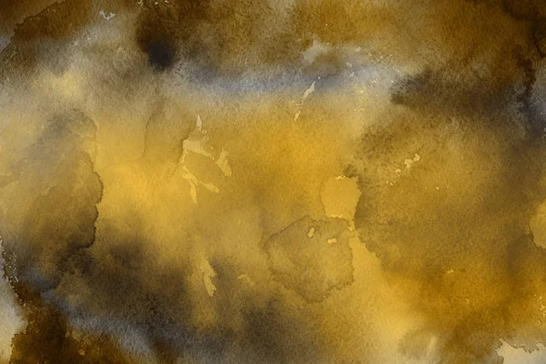 Золотая Акварельная Краска Бумажном Фоне — стоковое фото