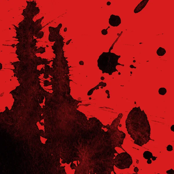 Abstrait Noir Peinture Éclaboussures Texture Sur Fond Rouge — Photo