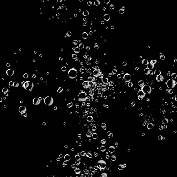 Burbujas Agua Blanca Aisladas Sobre Fondo Negro Gotas Agua Lluvia — Foto de Stock