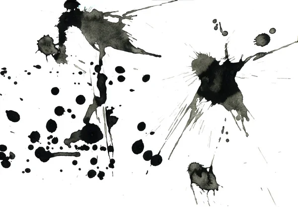 Абстрактная Черная Краска Брызгает Текстуру Белом Фоне — стоковое фото