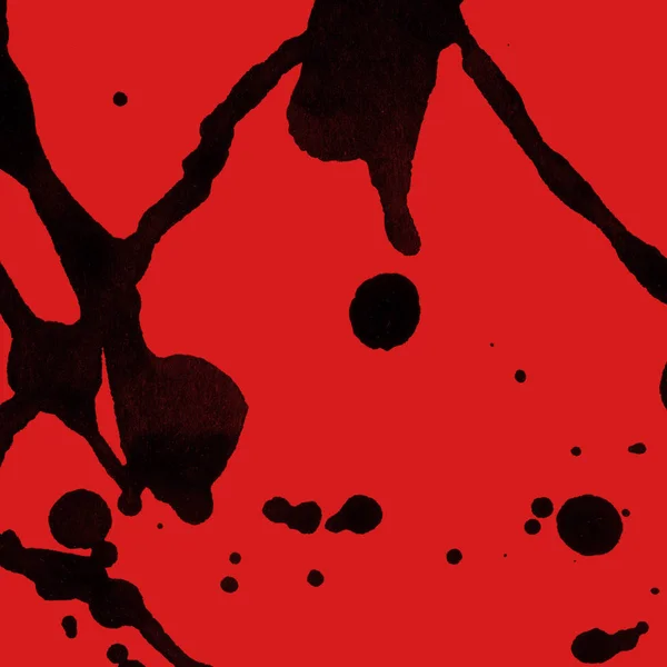 Abstract Black Paint Splatters Texture Red Background — Stock Photo, Image