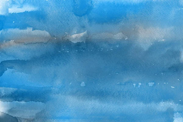 Peinture Aquarelle Bleue Sur Papier Fond Abstrait — Photo