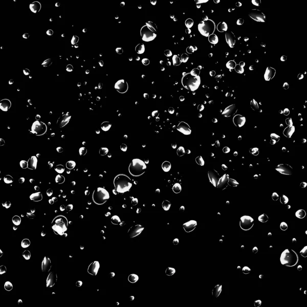 Elszigetelt Fehér Víz Buborékok Fekete Háttér Eső Csepp Víz Víz — Stock Fotó